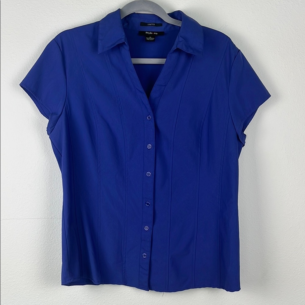Style & Co. Cobalt Blue Button-Down Shirt Women’s 14